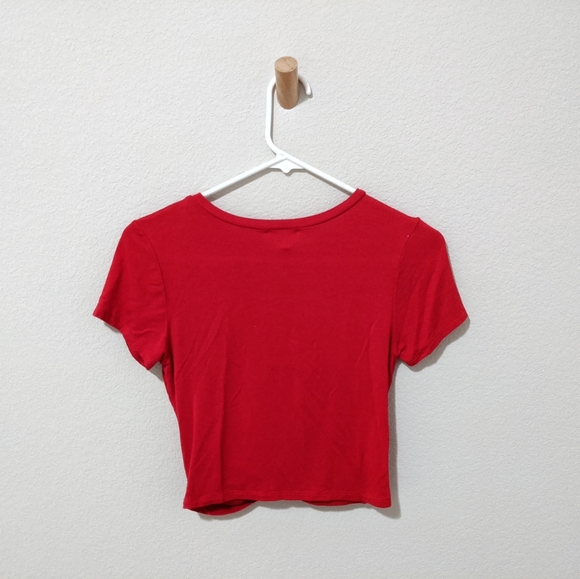 Red Twist Front Crop Top - Picture 2 of 2
